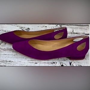 TALBOTS Edison Purple Suede size 7 Slide on pointed toe Cutout design On heel